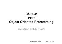 Phát triển ứng dụng mã nguồn mở - Bài 2.3: PHP object oriented proramming