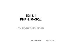 Phát triển ứng dụng mã nguồn mở - Bài 3.1: PHP và mysql