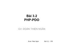 Phát triển ứng dụng mã nguồn mở - Bài 3.2: PHP - Pdo