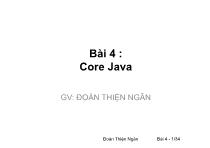 Phát triển ứng dụng mã nguồn mở - Bài 4: Core Java